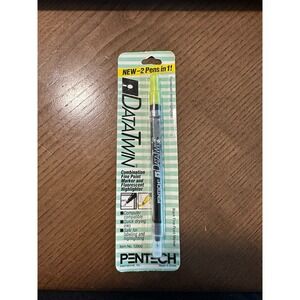 NOS Vintage Pentech DataTwin Fine Point Black Marker & Highlighter DUO